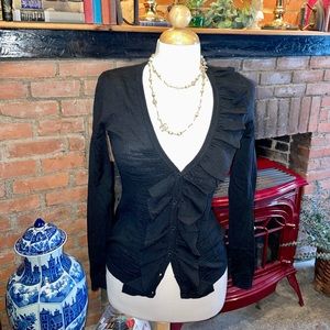 RED Valentino Black Ruffle Cardigan